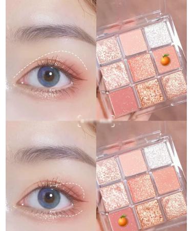 Kayswang 9 Colors Glitter Eyeshadow Palette - Matte High Pigment Cream Texture with Long Lasting Waterproof Formula - Autumn/Winter Natural Eye Shadow Palette (Orange) - Buy Online on GoSupps.com