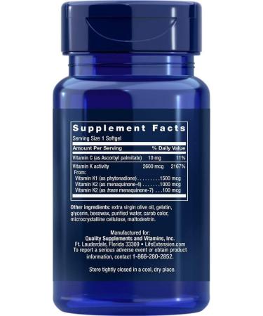 Life Extension Super K with Advanced K2 Complex 90 Softgels - 90 Count - Buy Online on GoSupps.com