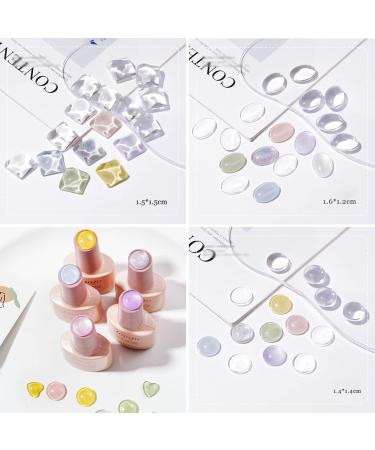 30-Piece Glass Nail Sample Tips Set | Geometric Nail Art Display | Clear Nail Color Showcase | 60 Double-Sided Adhesive Tape for Nail Studios - Buy Online on GoSupps.com