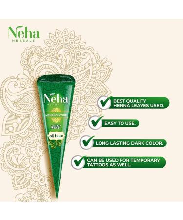 Neha Henna Mehandi cones Pack of 12 with Mehandi Oil by Behal International - Buy Online on GoSupps.com