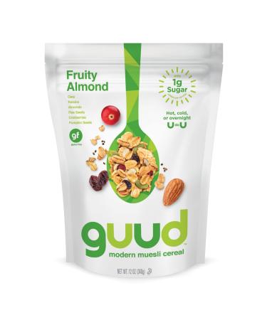 GUUD Fruity Almond Muesli Cereal, 12 Ounce, Gluten Free, Oats, Raisins, Almonds, Cranberries, Flax Seeds, Pumpkin Seeds, Vegan, Non-GMO Certified, Kosher Fruity Almond 12 Ounce (Pack of 1)