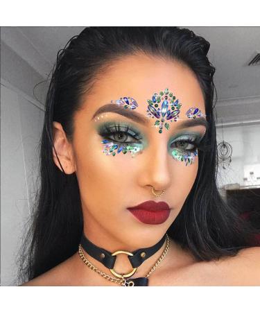 St Patrick's Day Crystal Face Stickers - Green Mermaid Glitter Gems for Women and Girls - Buy Online on GoSupps.com