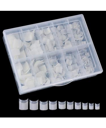 Beuniar Acrylic Natural Nail Tips 500Pcs Short French Artificial Square False Tip for Manicure with Storage Box