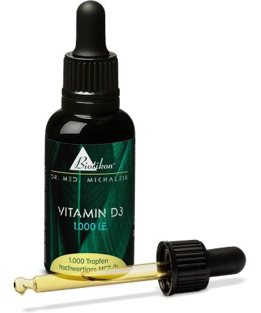 BIOTIKON Gouttes de vitamine D3 v g tarienne selon Dr. med. Michalzik - Sans additifs - Vitamine D3 - 1 000 UI - 30 ml - Buy Online on GoSupps.com