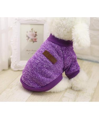 Warm Pet Dog Cat Sweater - Fleece Puppy Coat in Purple | Shop Internationally - Buy Online on GoSupps.com