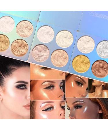 Allbestaye 4 Colors Highlighted Baked Highlighter Powder Pressed Face Contour Palette Luminous Glow Cheek Makeup - Buy Online on GoSupps.com