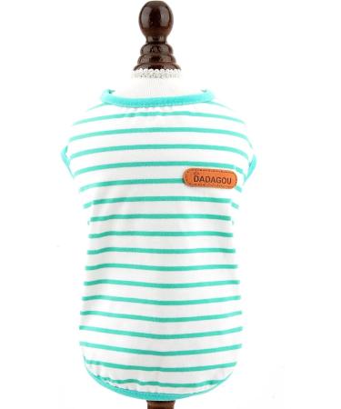 Smalllee Lucky Store: Summer Striped T-Shirt for Small & Medium Dogs Cats - Sleeveless Teacup Yorkie & Chihuahua Clothing in Green - Buy Online on GoSupps.com
