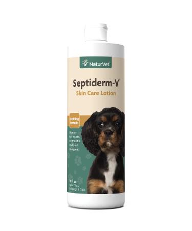 NaturVet Septiderm-V Skin Care Lotion for Dogs & Cats  Pet Health Supplement for Dermatitis, Dog Skin Allergies, Itching, Hot Spots, Cat Rashes  Pet Lotion, Grooming Aid  16 Oz.