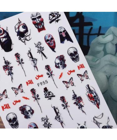 10 Sheets Halloween Nail Stickers - 3D Self-Adhesive Nail Art Supplies | Realistic Eyes Skull Ghost Pumpkin Spider Bat Designs - Buy Online on GoSupps.com