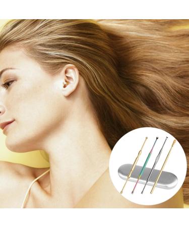 Stainless Steel Ear Cleaner Set - 4 Pcs Spiral Ear Picks for Earwax Removal - Assorted Colors - 12x0.5cm - 3 Sets - Buy Online on GoSupps.com