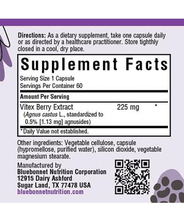 Bluebonnet Nutrition Vitex Berry Extract - 60 Vegetable Capsules for Hormonal Balance - Buy Online on GoSupps.com