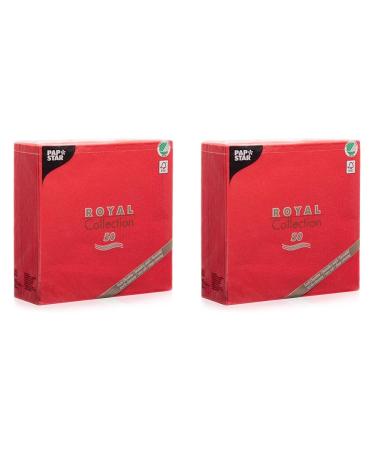 50 napkins "ROYAL Collection" 1/4 fold 40 cm x 40 cm red (pack of 2) 40 x 40 centimeters (pack of 2) Red