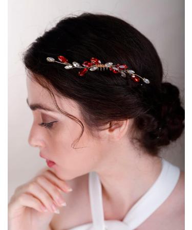 Chargances Bridal Rhinestone Hair Comb Wedding Pink Crystal Hair Vine Comb Vintage Handmade Hair Accessories for Bridesmaid Prom Flower Girls (Pink) - Buy Online on GoSupps.com