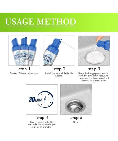 Yugou Drain Cleaner Foam Drain Cleaner For Bathroom Sink Pipe Dredge Quick Foaming For Kitchen Drain Sinks Tubs (2Pcs) - Buy Online on GoSupps.com