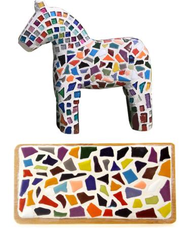 PINUO&KE 200g Square Ceramic Mosaic Tiles for Crafts - Colorful Stained Glass Pieces - Red - Buy Online on GoSupps.com