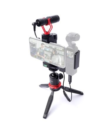 Movo Vlogging Kit Compatible with DJI OSMO Pocket 1, 2 - Video Rig with VXR10 External Microphone, Smartphone Tripod Mount, and Type-C Audio Adapter - Great Bundle for Video and Audio Recording