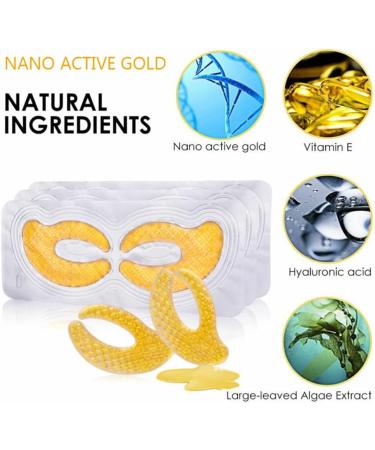 Gold Hydrogel Eye Mask - Anti-Aging Collagen Eye Patches for Dark Circles Puffiness & Wrinkles | 5 Pairs Moisturizing Under Eye Pads - Buy Online on GoSupps.com