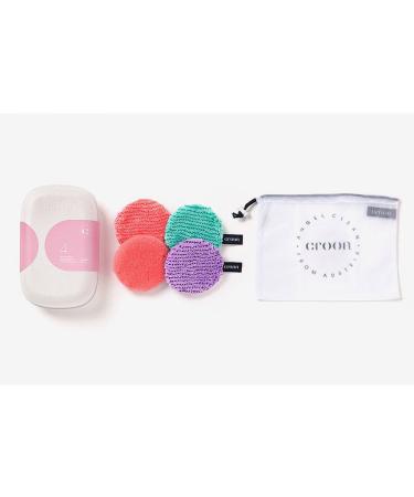 CROON Angel Puff Makeup Cleanser & Face Scrub Set - Travel Pack (3 Cleansing Puffs + 1 Scrub) | Chemical-Free Water-Activated Cleanse - Buy Online on GoSupps.com