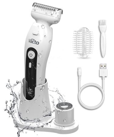 Vacto Electric Razors for Women with LED Light  Electric Shaver for Women Rechargeable Womens Electric Razor Ladys Razor Bikini Trimmer Bikini Shaver Body Hair Removal for Body Legs Underarm Bikini White(upgraded)
