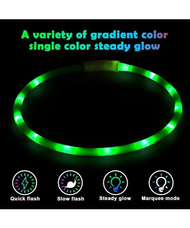 Auauy LED Neck Band for Dogs & Cats - USB Rechargeable Adjustable Waterproof Silicone Safety Collar with 4 Modes (Green) - Buy Online on GoSupps.com