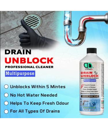 Drain Unblocker Powerful Effectively Removes Blockages Liquid Cleaner Kitchen Sink Unblocker & Bathroom Sink Plug Hole Liquid & Hair Unblocker Sludge Remove from Showers Toilet Clean (1000ml) - Buy Online on GoSupps.com