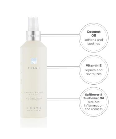 Zents Luminous Cashmere Body Oil - Soften and Moisturize Skin with Vitamin E and Organic Coconut Oil - 8 fl oz (Fresh) - Buy Online on GoSupps.com