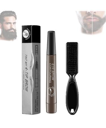 Bozento Beard Pen Waterproof Beard Pen Kit Beard Pencil Filler for Men Beard Pencil Filler for Men Black Waterproof Beard and Eyebrow Filling Pen Kit with Beard Brush for Men (Gray Brown)