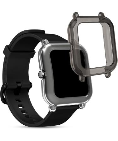 kwmobile 2-Pack Fitness Tracker Frame for Huami Amazfit GTS 2 Mini - TPU Silicone Cover (Transparent/Black) - Buy Online on GoSupps.com