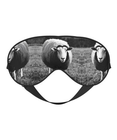 Cute Sheep Lamb Print Unisex Sleep Mask Double-Sided Eye Mask Ideal for Sound Sleep and Skin Care Black