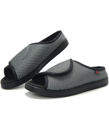 ZHENSI Diabetic Slippers for Women | Extra Wide Adjustable Sandals for Swollen Feet | Non-Slip & Breathable | Grey - Size 6.5 - Buy Online on GoSupps.com
