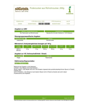 Naturata Organic Powdered Sugar - Raw Cane Sugar (3 x 200g) | Premium Baking Ingredient for Sweet Treats - Buy Online on GoSupps.com
