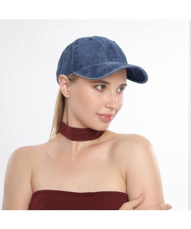 HOFNEN Washed Distressed Twill Cotton Baseball Cap Vintage Dad Hat - Navy - Buy Online on GoSupps.com