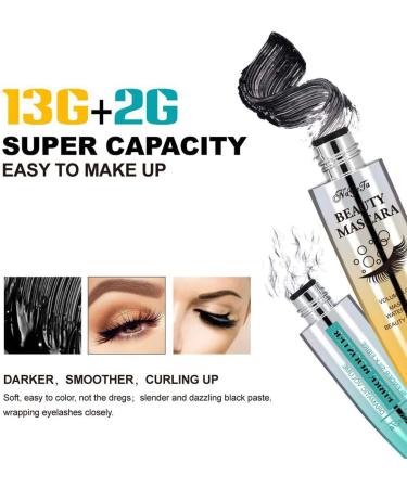 (2pcs) 4D Silk Fiber Lash Mascara Set - Waterproof Mascara + Fiber Set Long-Lasting Thick Natural Mascara Smudge-Proof Eyelashes All Day Exquisitely 1Tube - Buy Online on GoSupps.com