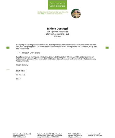 Herb house Sanct Bernhard Eskimo Shower gel with urea 500 ml - Buy Online on GoSupps.com