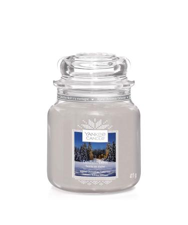 Yankee Candle fragrance candle in the glass (medium -sized) Candlelit Cabin Alpine Christmas Collection burning time for up to 75 hours medium -sized in the glass Candlelite Cabin Medium -sized candle in the glass