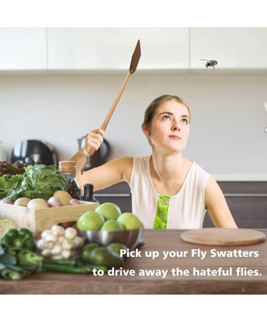 SAMEBUTECO Heavy Duty Leather Fly Swatter - Brown Leather/Beech Wood Handle - 19.7 - Indoor/Outdoor Use - Buy Online on GoSupps.com