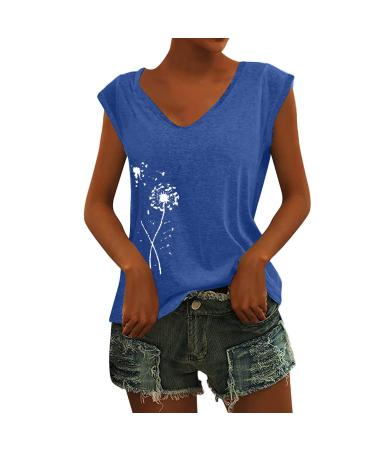 Short Sleeve T Shirts Clothing Woman T-Shirt Casual Black Clothing Top Women's Floral Pattern for Women Crop Tops Shirt Shirts Top Women's Summer Tank Top 3-blue M