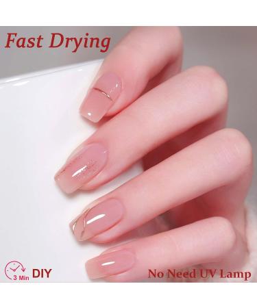 Jelly Nail Polish - Nude Pink Nail Varnish - Natural Pale Pink Quick Dry Nail Polish - Transparent Pink Crystal Sheer Polish - Long Lasting Air Dry No Need UV DIY Manicure Nail Art light Pink - Buy Online on GoSupps.com