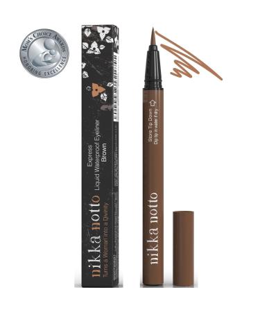 Nikka Notto Liquid Eyeliner Waterproof Pen Nude Look   Satin Brown (Mom's Choice Award  Winner 2023) 3x More Liquid 0.070Fl.oz Brown 1 Count (Pack of 1)