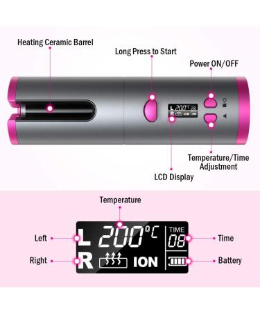 Cordless Hair Curler | Automatic Curling Iron with LCD Display & Timer | USB Rechargeable | 6 Temp Settings | Ideal for Travel - Buy Online on GoSupps.com