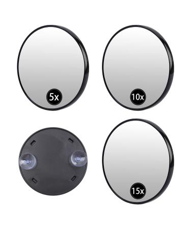 KeaJuidy 5X 10X 15X Magnifying Mirror Makeup Mirror with Suction Cup Magnification Round Mirror for Makeup Application  Tweezing  Exquisite Makeup  and Blackhead/Blemish Removal  3pcs