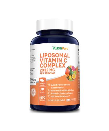 NusaPure Liposomal Vitamin C 2032mg - 200 Veggie Capsules with BioPerine - High Absorption Ascorbic Acid