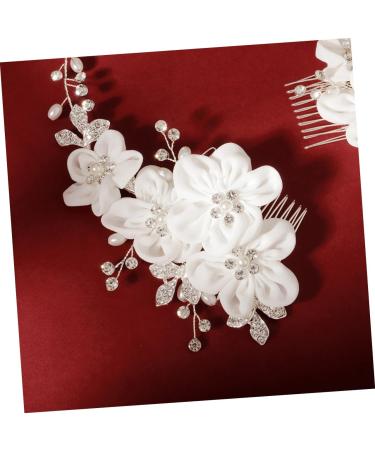 Beavorty Bridal Hair Accessories Chiffon flower comb bridal headpiece wedding hair comb bridal headdress bridal comb double head bride Accessories Bride Headpiece - Buy Online on GoSupps.com