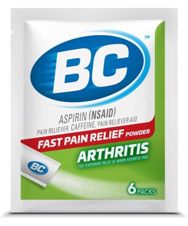 BC Powder Arthritis Pain Reliever Aspirin Dissolve Packs 6 Count Powder Packets