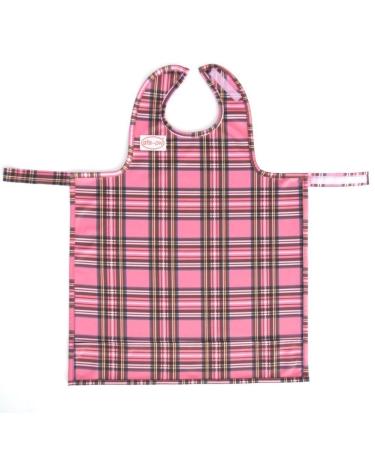 BIB-ON A New Full-Coverage Bib and Apron Combination for Infant Baby Toddler Ages 0-4. (Pink Plaid)