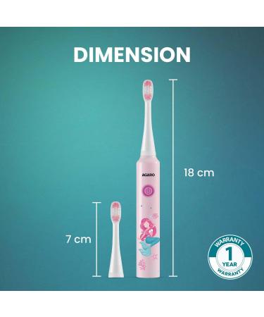 AGARO Rex Dlx Sonic Electric Toothbrush for Kids - 6 Modes 2 Brush Heads Soft Bristles Pink | AA Battery Power - Buy Online on GoSupps.com
