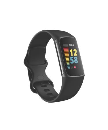 Fitbit Charge 5 Advanced Fitness & Health Tracker with Built-in GPS, Stress Management Tools, Sleep Tracking, 24/7 Heart Rate and More, Black/Graphite, One Size (S &L Bands Included) (Renewed) Graphite/Black