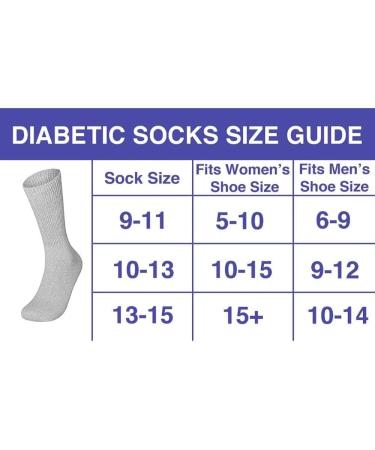 Physicians Approved Diabetic Crew Socks 6 Pairs Unisex Black/Grey/White Grey Size 10-13 - Buy Online on GoSupps.com