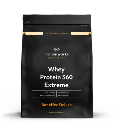 THE PROTEIN WORKS - Whey Protein 360 Extreme | Premium Whey Shake | Protein Intake | Premium Protein | 68 Servings | Banana Caramel Deluxe | 2.4kg