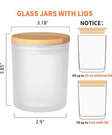 12 Pack 10oz Frosted Glass Candle Jars with Bamboo Lids - Bulk Containers for Candle Making - Dishwasher Safe - Includes Sticky Labels - SUPMIND - Buy Online on GoSupps.com